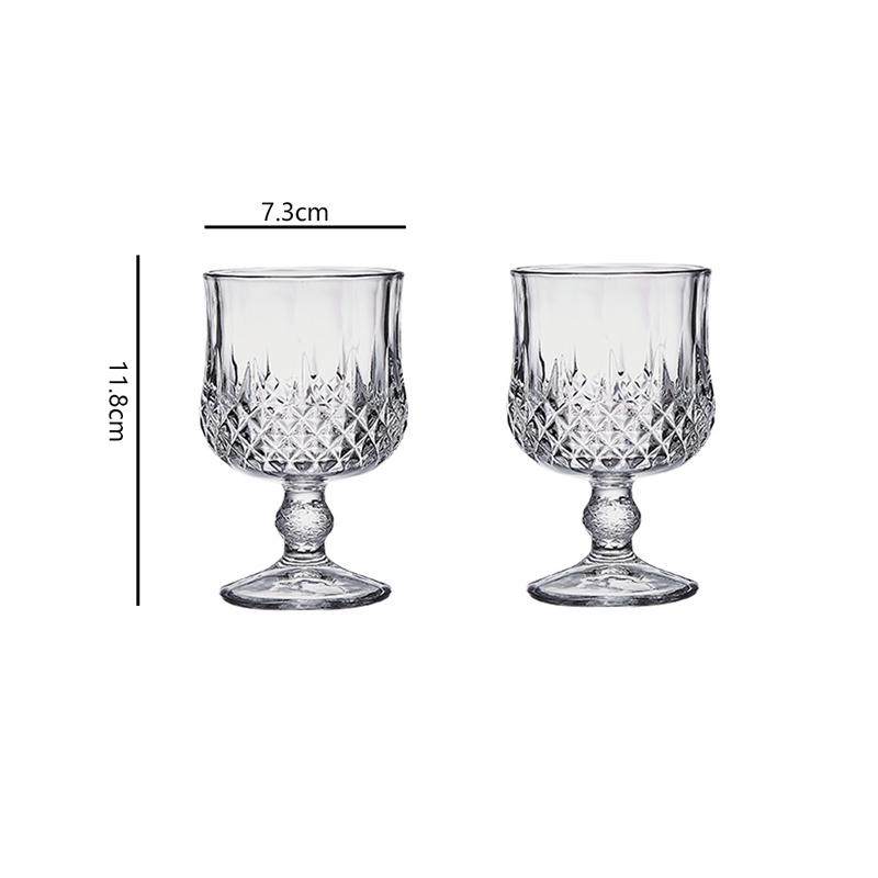 

190ml/160ml/230ml/155ml Luxury Wine Glasses French Style Champagne Glass Embossed Cocktail Glass Bar Transparent Red Wine Glass 2pcs
