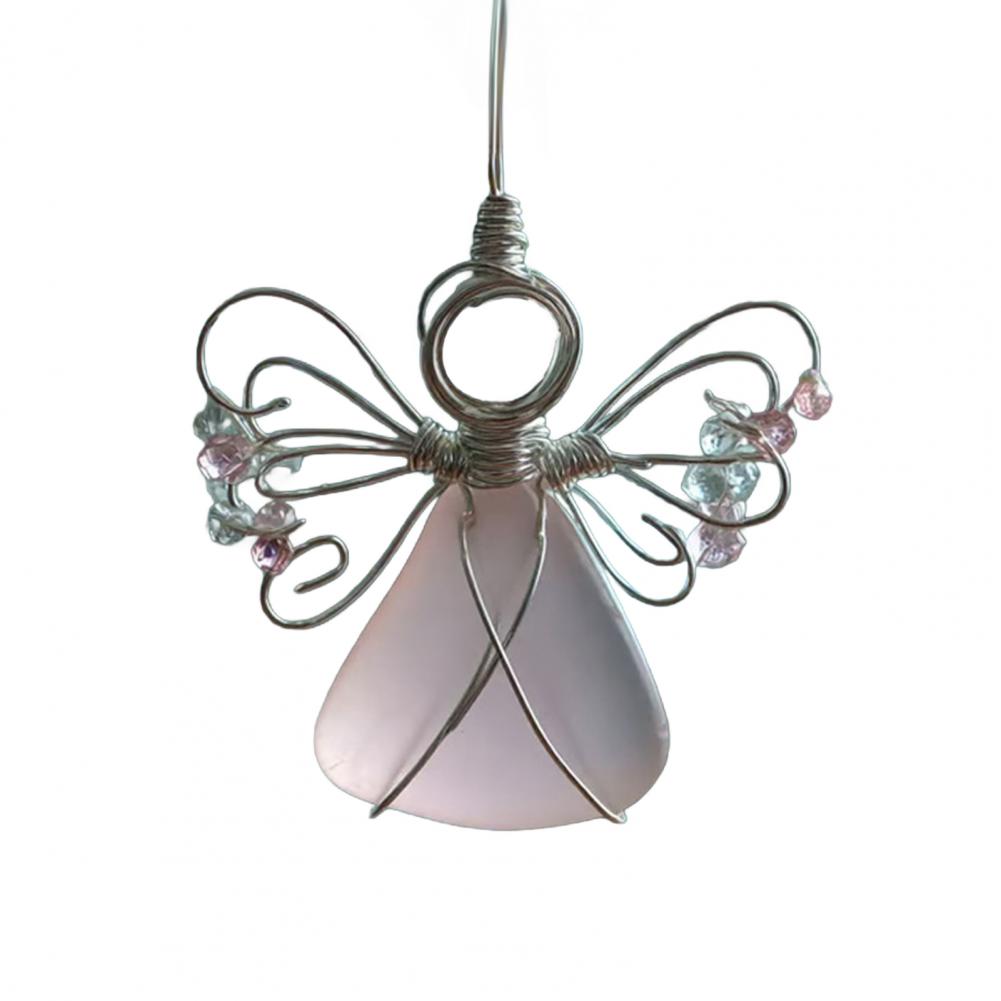 Sea Glass Angel Ornament Coastal Christmas Art Keepsake Wire-Wrapped Angel Christmas Tree Decoration For Holiday Home Decor