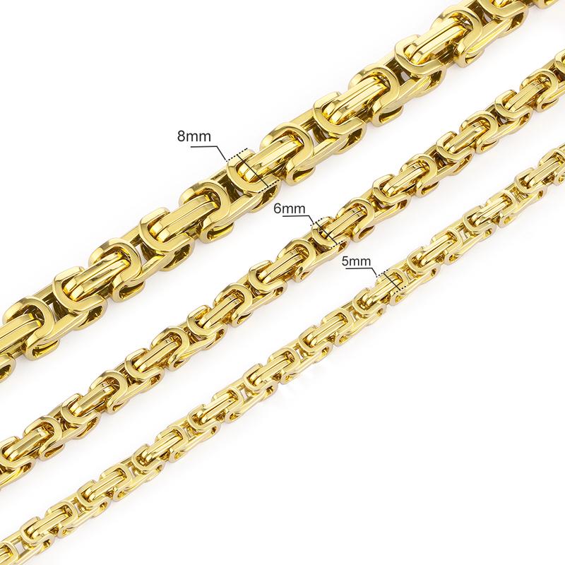HipHop Chain Box Byzantine Stainless Steel Chain Necklace Men Jewelry Erkek Kolye Strong Heavy Long 55-90cm Chains NZ022