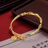 Vietnamese Sand Gold Wealth God Push-Pull Lotus Bracelet - New Chinese National Trend