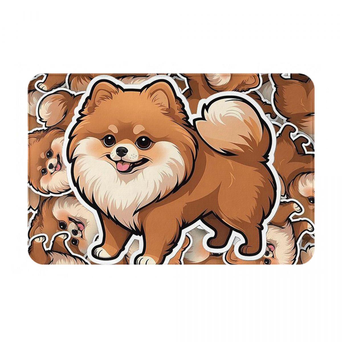 Pomeranian Hond Anti-slip Deurmat Vloermat Water- en oliebestendig Tapijt Vloerkleed voor Keuken Entree Huis Slaapkamer Voetmat Matten 60x40 cm