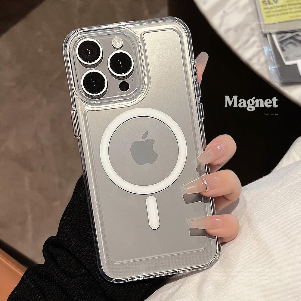 Transparent magnetic phone case suitable for Apple phones