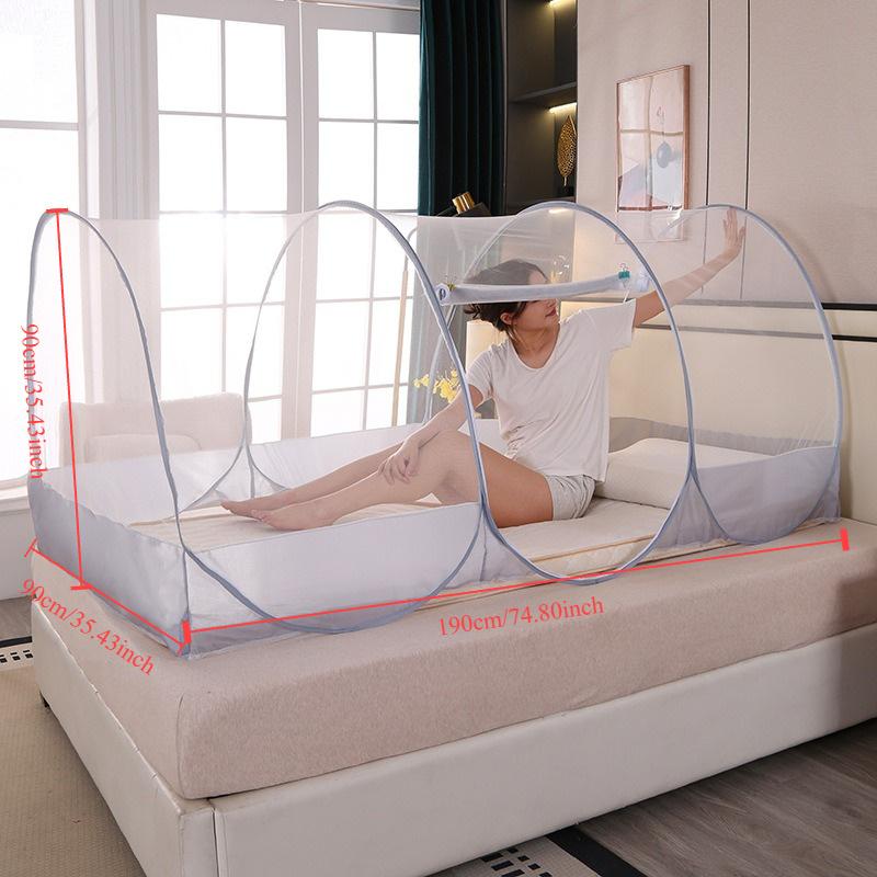 

Portable Foldable Mosquito Net with Stand No Installation Needed Mesh Mosquito Proof Bed Net for Camping Outdoor Picnic сірий колір
