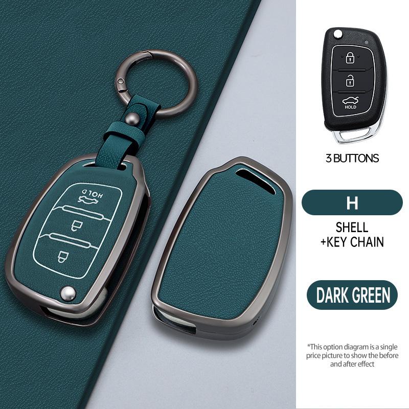 Zinc Alloy Leather Car Folding Key Cover Case Holder Keychain for Hyundai Avante I10 I20 I30 HB20 IX25 IX35/45 TUCSON Accessorie