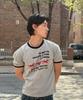 AMOU Running Horse Ringer T-Shirts Gray