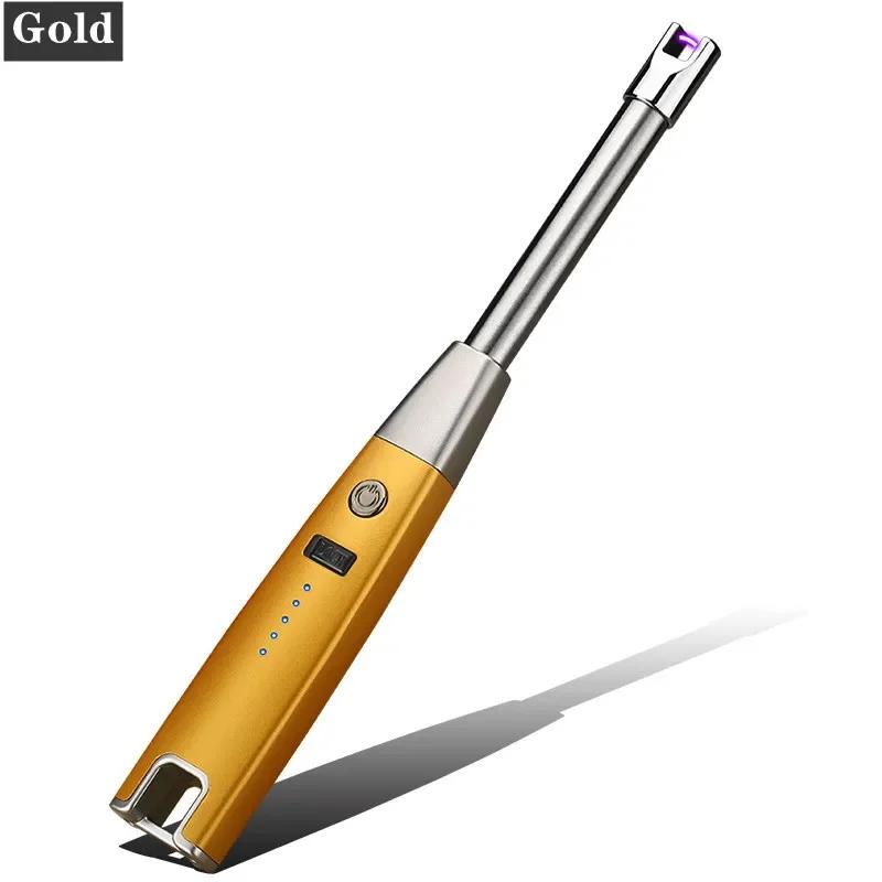 

Металлический крючок электрическая дуга USB зажигалка ветрозащитная ароматическая свеча кухонная газовая плита инструмент дисплей мощности импульсный беспламенный пистолет зажигания золотой