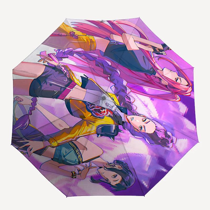 K-POP Anime Girls Group Themed Automatic Opening and Closing umbrella - 8 Ribs, Suitable for Leisure and Going Out, Outdoor Accessory, Gothi