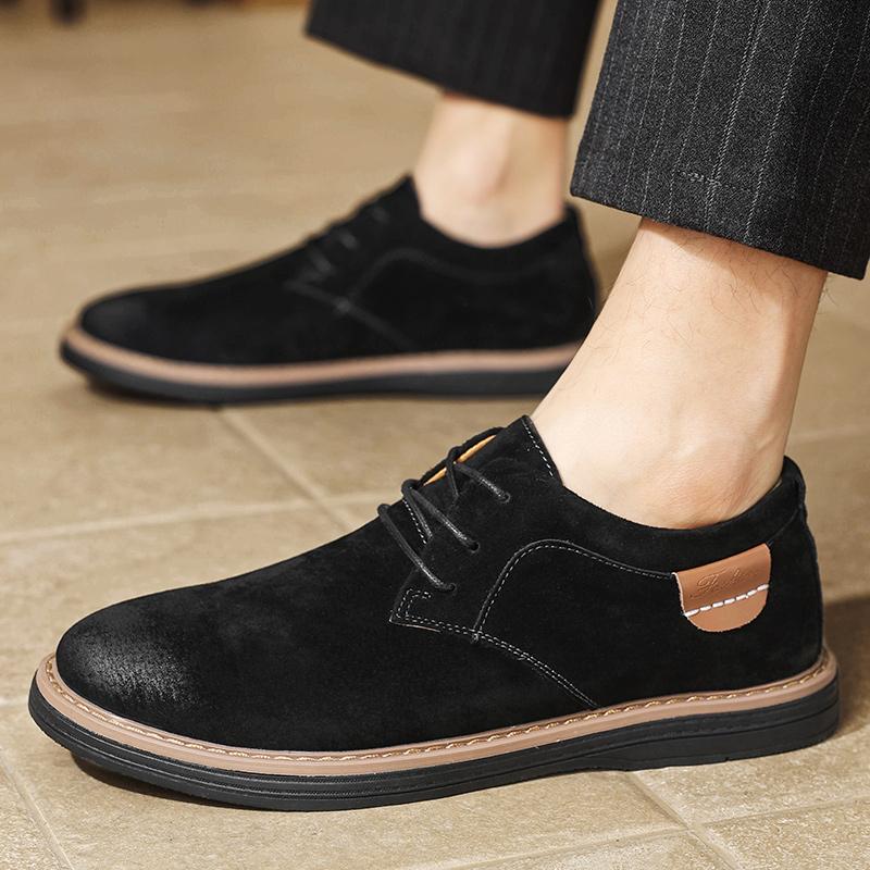 Zapatos Oxford clásicos de cuero genuino para hombres, zapatos planos, zapatos casuales de cuero de ante cómodos, mocasines, zapatos de negocios para hombre