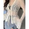 Lace Hollow Out Lace Up Sun Protection Shirt Lace Lace-up Sun Protection Shirt