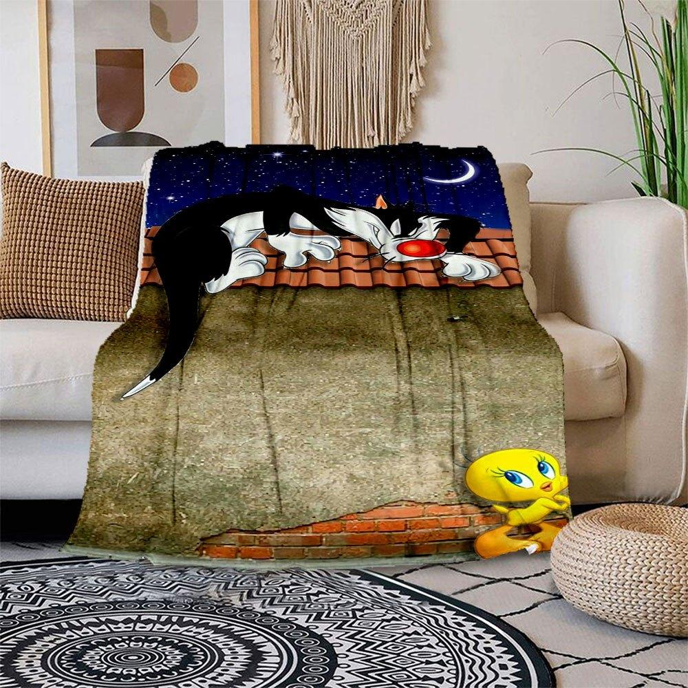 Sylvester the Cat and Tweety Bird Phone Case CoverBlanket Flannel Throw Blanket for Sofa, Bed, Travel, Camping, Office 100x150cm