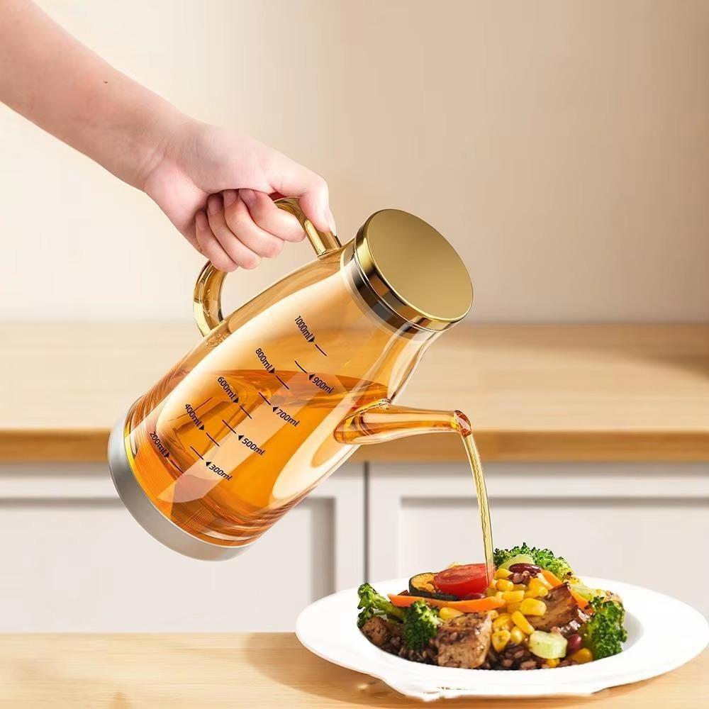 Large Capacity Glass Oil Pot Food-grade Oil Storage Container Oil Dispenser Bottle  Household