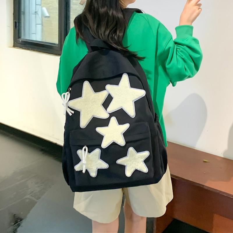 Women Backpack Large Capacity Nylon Casual Star Kawaii Back Pack Student Shoulder Bag Travel School Bags for Girls Bookbags