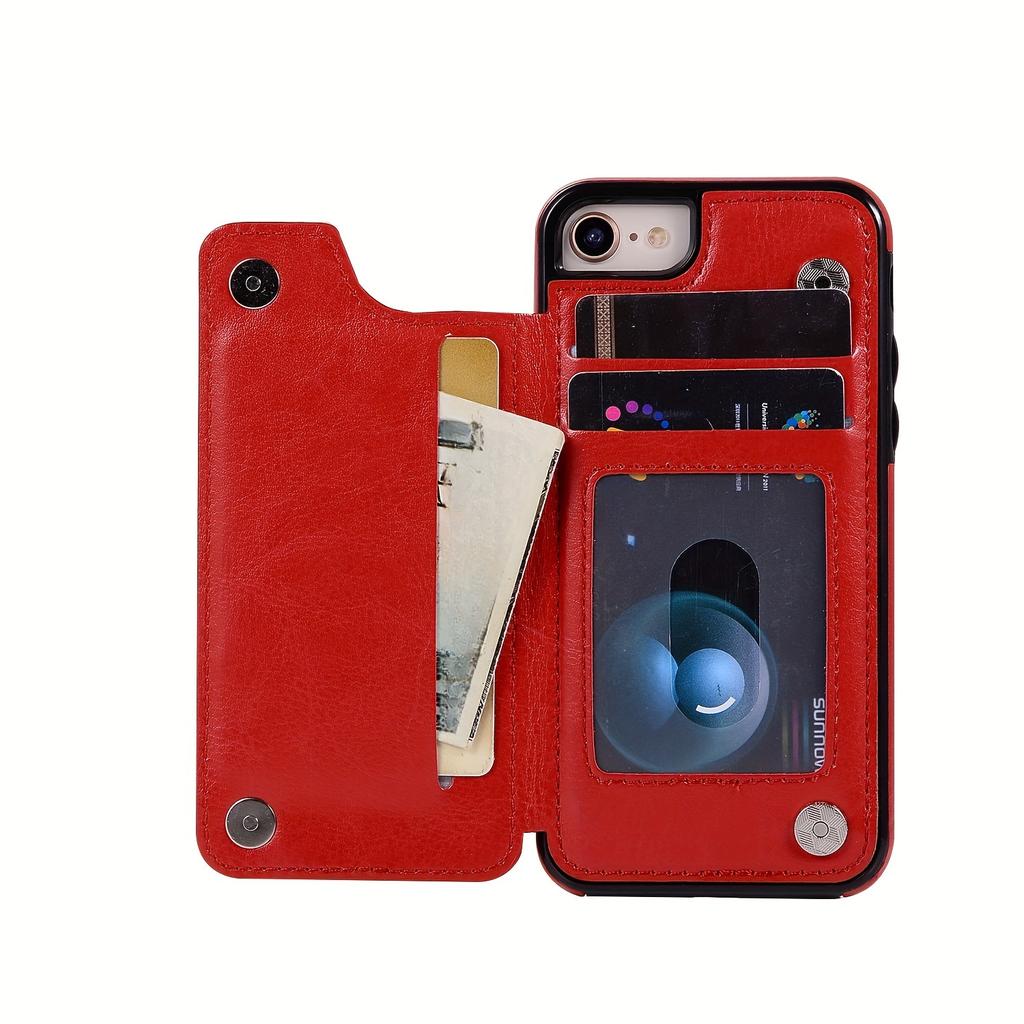 Handytasche, Brieftaschen-Handyhülle mit Kartenhalter, PU-Lederhülle mit Ständer und Kartenfächern, doppeltem Magnetverschluss und langlebiger, stoßfester Hülle für das iPhone