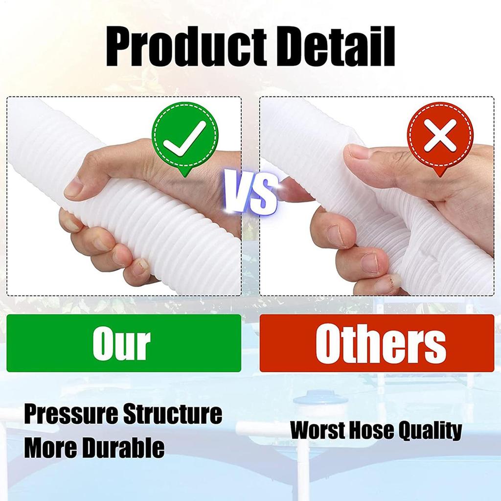 Pool Pump Hose Quick Connection Ground Pool Replacement Hoses Flexible Heavy-Duty Pipe Fittings for Backwashing Vacuuming