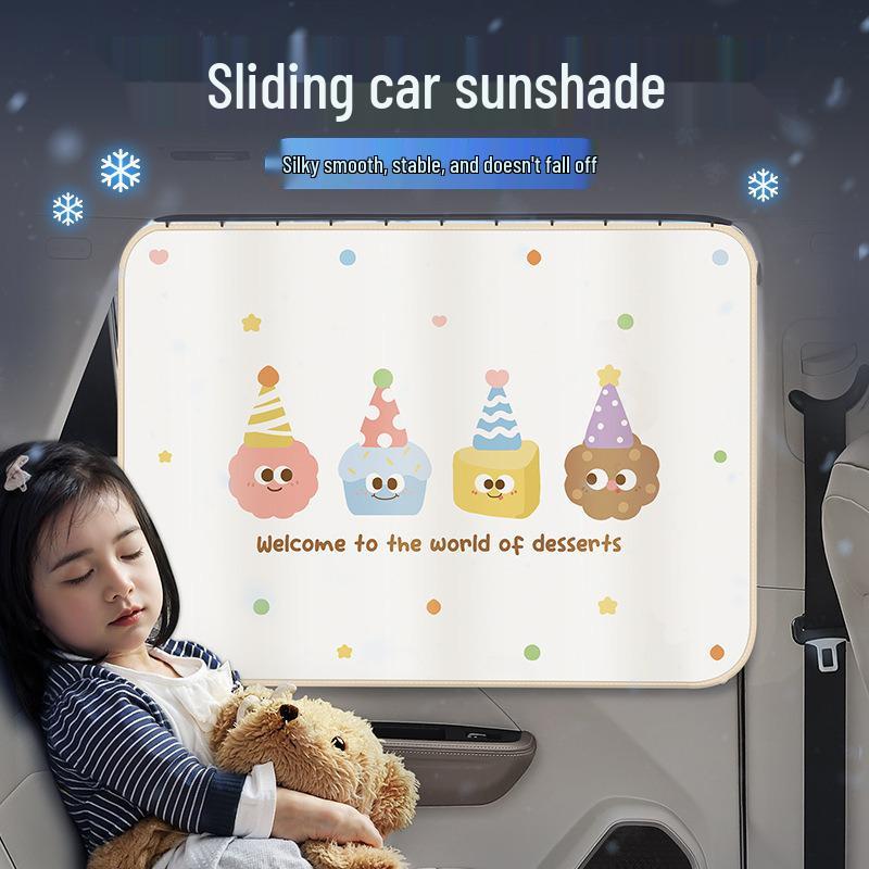 Car Rear Seat Cartoon Sunshade Curtain - Baby Sun Protection & Heat Insulation
