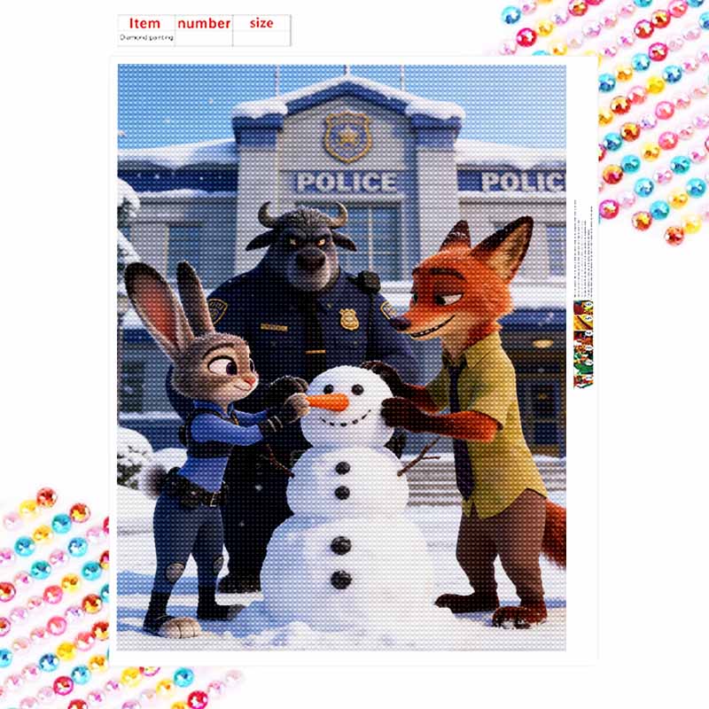 Disney Diamond Art Painting Kit 5D Diamond Zootopia Snowman Building Art Diamond Home Wall Decor