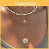 Vintage French Pearl Necklace With Geometric Alloy Pendant For Women