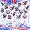 48 Pcs Patriotic Hanging Swirls Decoration Eagle American Flag Ceiling Hanging Foil Streamers for Veteran Day Party Supplies
