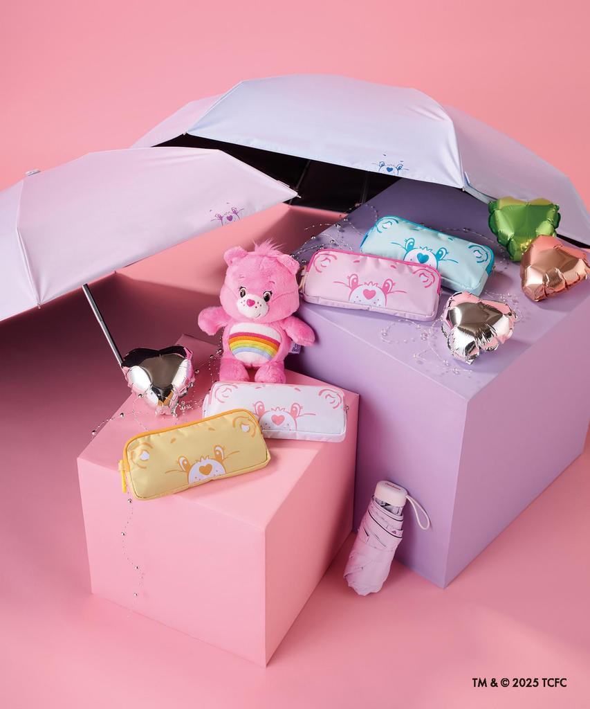 Moonbat CARE Compact Folding Parasol with Heat and Light UV Suitable for Sun and Includes Carabiner and WISH Mint Green BEARS™ (Care Bear™) Blocking,