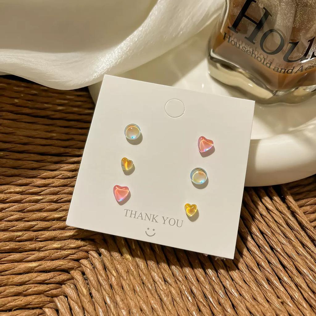 Super Flash Colorful Laser Love Stud Earrings Cute Daily Simple Earbone Studs Versatile Earrings Peach Heart Earrings Women