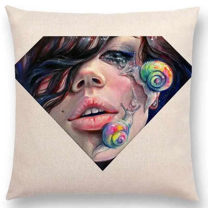 Gorgeous Oil Painting Cushion Cover Miracle Girl Wonder Beauty   Beautiful Queen Narwhal Cat Swan Sofa Pillow Case