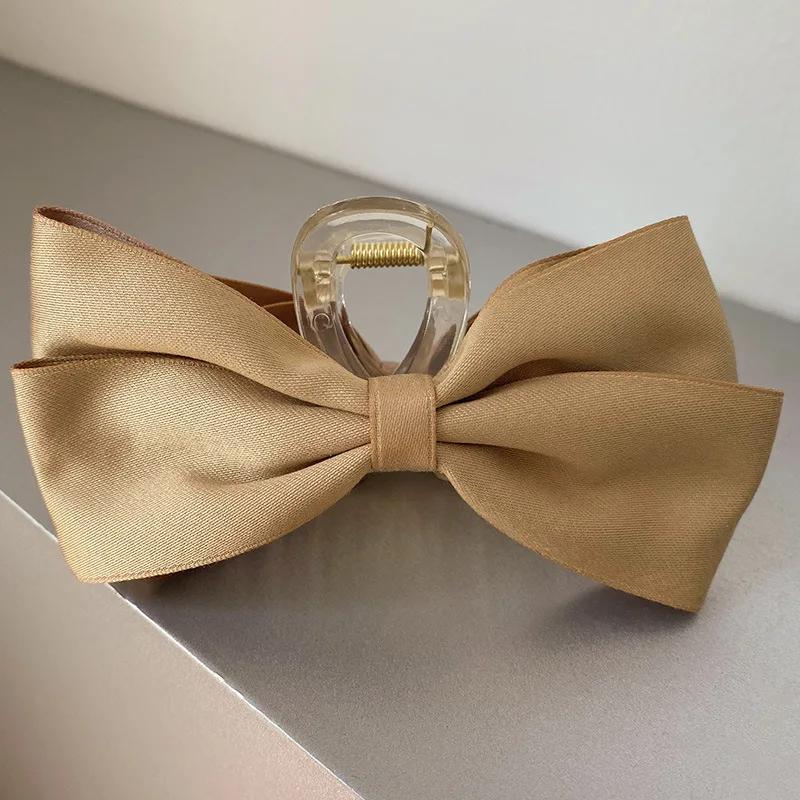 1/2pcs  Black Satin Bow Clip WOMEN'S Summer Headwear Simple Temperament Hair Clip Back of the Head Shark Clip