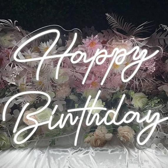 Neon Happy Birthday Luminous Wall Sign for Party or Bedroom Decor