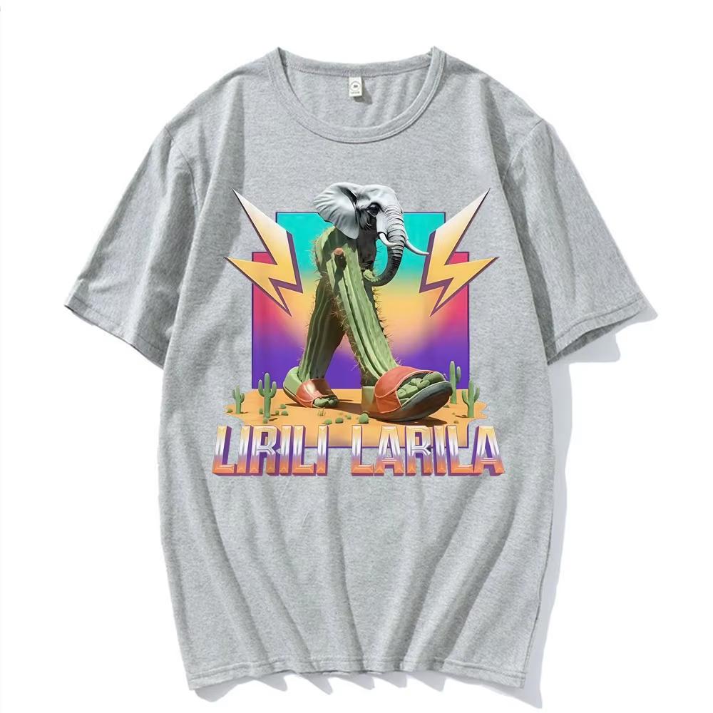 Rolig Lirili Larila T-shirt Herr Sommar Svettabsorberande Andningsbar Topp Bomull Rundhals Kortärmad Mode Herrkläder