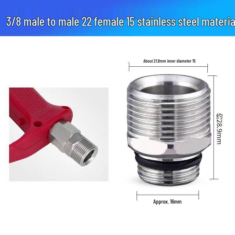 Stainless Steel Quick Connect High-Pressure Washer Adapter for Car Wash, Water Gun, and 3/8 Hose Tail Connector.