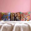 Colored Tree Cushion Cover Multi-Scene Pillow Cover For Home & Car - Reversible, Soft & Durable For Daily Use