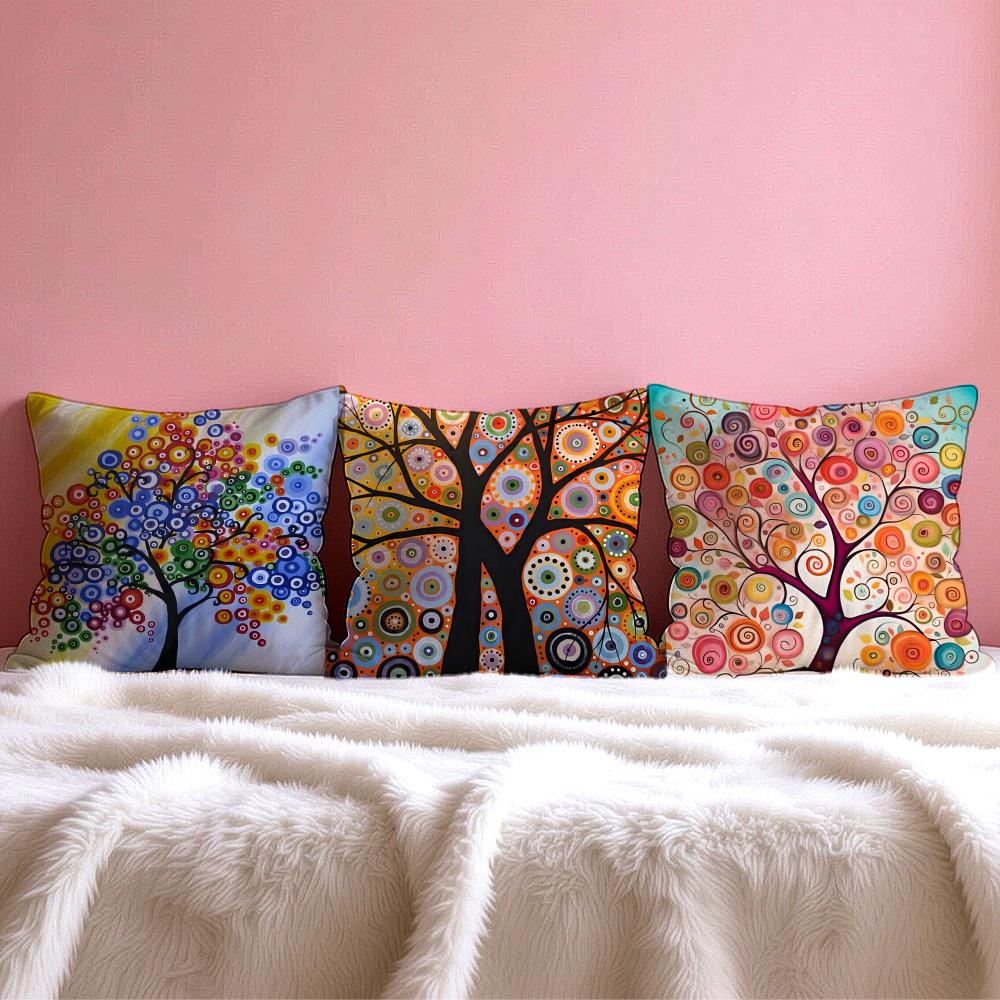 Colored Tree Cushion Cover Multi-Scene Pillow Cover For Home & Car - Reversible, Soft & Durable For Daily Use