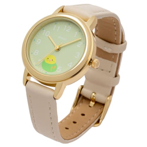 

Fieldwork Women s Analog Watch with Leather Strap, Animal Watch, Parakeet Design, Fuwamaru, Ivory, JN035-1