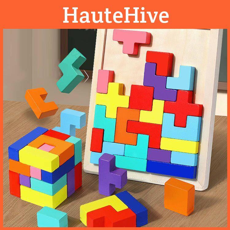 Wooden 3d Tetris Puzzle For Kids Brain Training Educational Toy