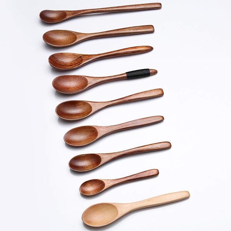 Solid Wood Lacquer Long Handle Winding Wood Spoon Style Log Small Spoon Free Lettering Multi-style Stirring Spoon
