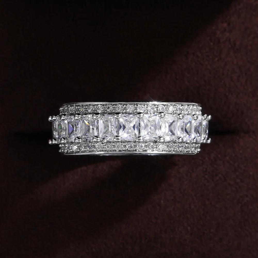 Classic Women Band Sterling SIlver Ring 5A Clear Cubic Zircon Fine Stackable Vintage Luxury for Women Engagement