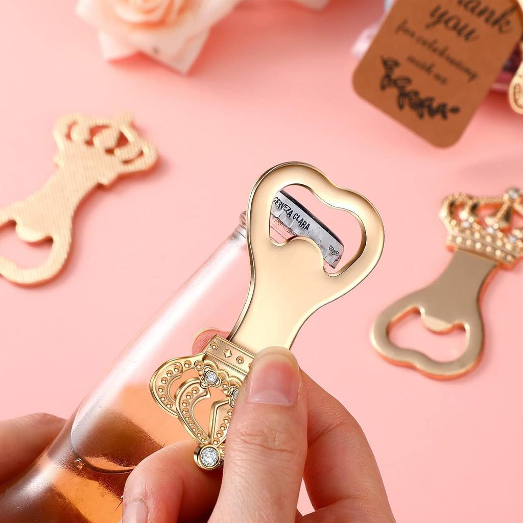 European Crown Inlaid Imitation Diamond Beer Creative Bottle Opener, Golden Bottle Opener-Perfect Wedding Guest Gift