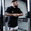 Gym Fitness Tričko Volné Oversized Muži Krátké Rukávy Kulturistika Sportovní Trička Letní trénink Cvičení Jogging Topy