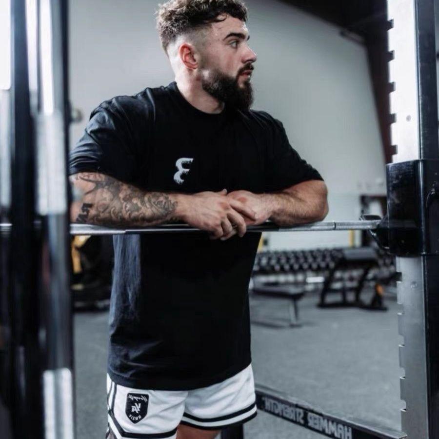 Gym Fitness Tričko Volné Oversized Muži Krátké Rukávy Kulturistika Sportovní Trička Letní trénink Cvičení Jogging Topy
