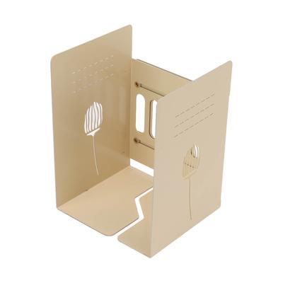 Metal Bookends Beige Anti Skid Sturdy Stable Durable Retractable Design Space Saving Book Stoppers