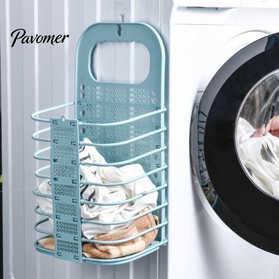 Wall Mounted Clothes Organizer Foldable Laundry Basket, Breathable Hollow Design, Hanging Hamper Space Saving Organizer, for Bathroom Dormitory