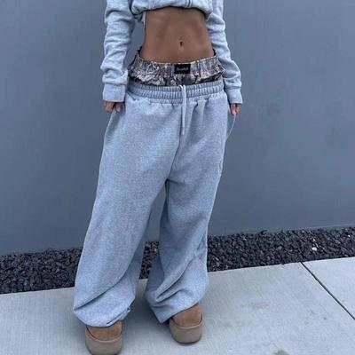 European and American Street Double Waisted Spliced Hip-hop Casual Embroidered Sports Pants