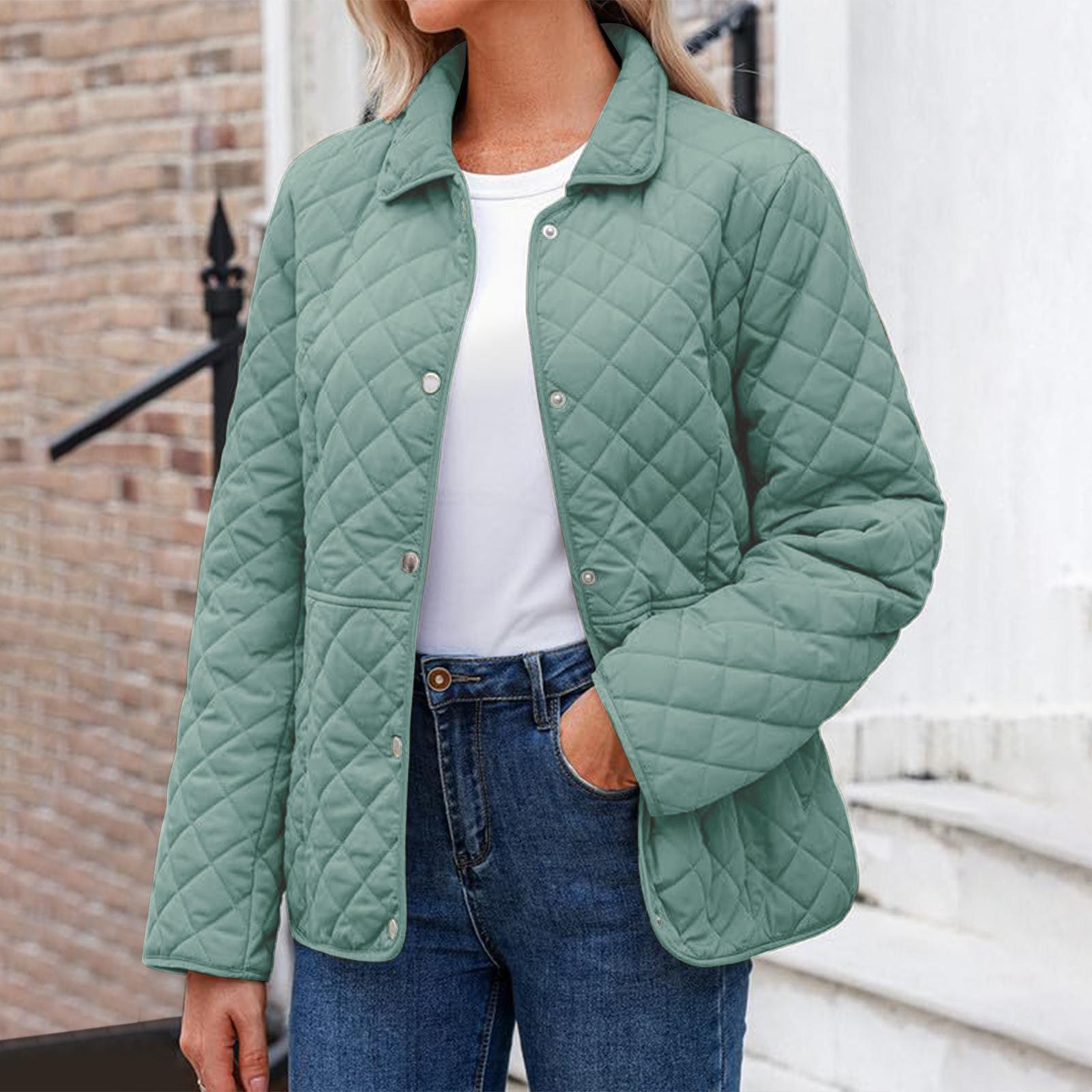 

Жіноча модна однотонна куртка з довгим рукавом, на ґудзиках, з кишенями, повсякденна, легка, бавовняна M ціан