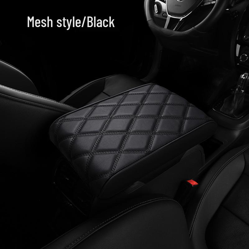 Diamond Quilted Nappa Leather Car Armrest Pad with Memory Foam