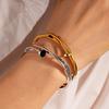 Elegant Stainless Steel Open Bangle: Simple Fashion Temperament Bracelet for Women