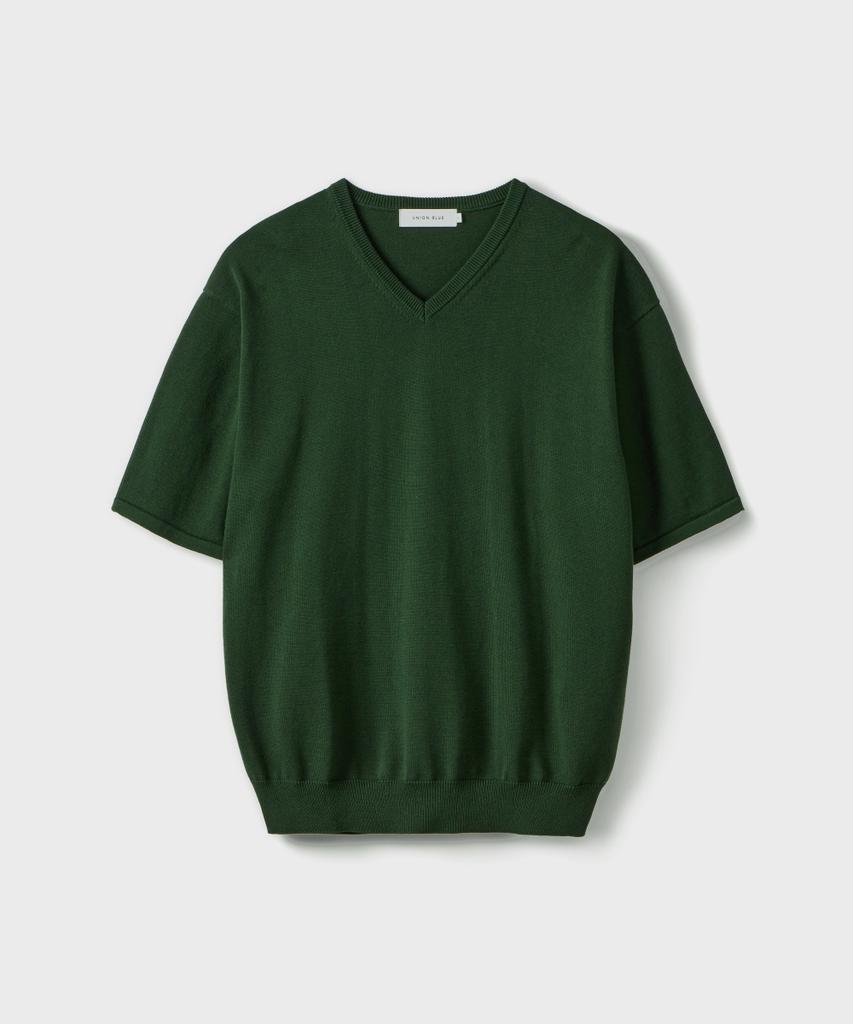 Yunionbeullu Ambient V-Neck Half Knit [Kale Green]