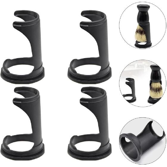 4Pcs Black Shaving Brush Stand Holder Set for Men's Grooming Non-Slip Base for Organized Storage and Easy Access