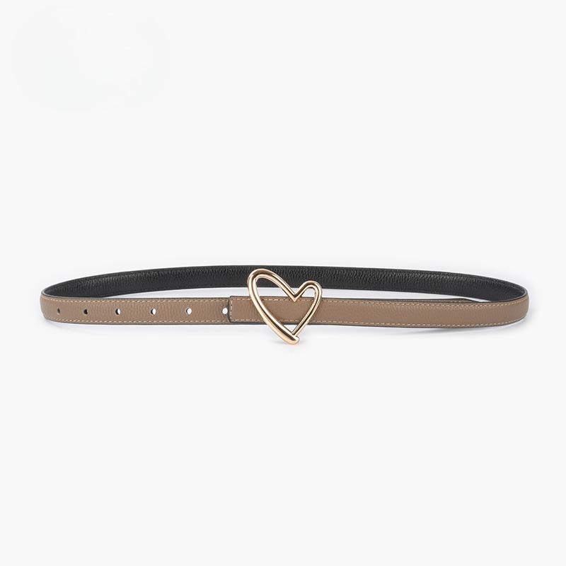 Women's Top Layer Cowhide Leather Genuine Leather Women's Belt Versatile Casual Pants Jeans Thin Width 1.8cm Available On Both Sides