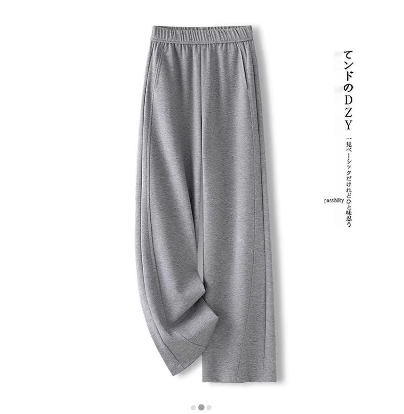 Women's High-Waisted Gray Elastic Waist Wide-Leg Sweatpants - Spring 2025 Collection