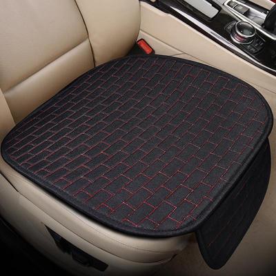 All Seasons Linen Car Seat Cushion - Universal Anti-Slip Rear Backrest Pad - Single Piece Square Design for Split Seats