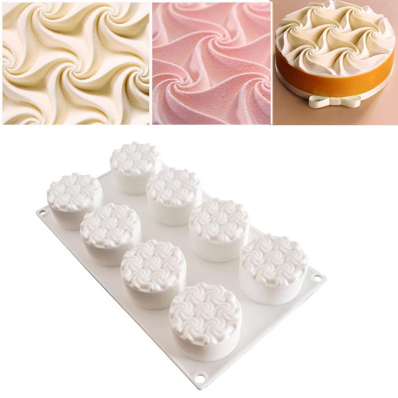 

1 Pc Creative Cake Mold 8 Even Spiral Flower White Mousse Silicone Mold, French Dessert Baking Mold белый